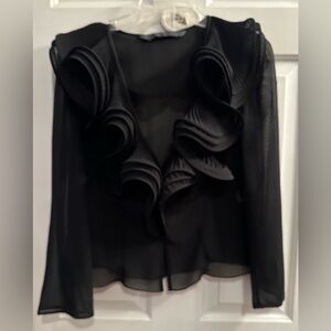 Marcelane Vintage Black Ruffled Blouse